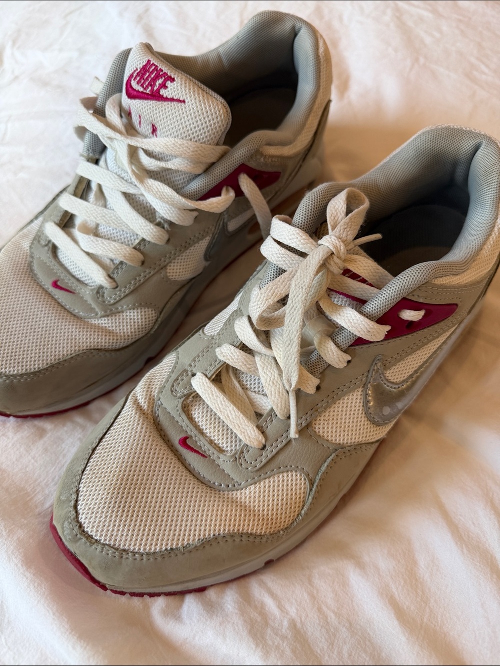 Nike AIR Women’s White, Gray & Burgundy Athletic Sneakers